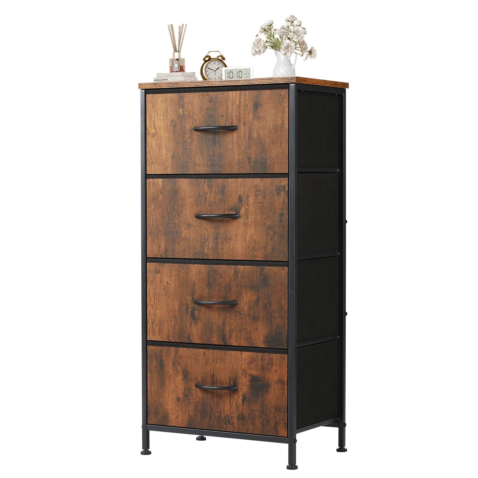 Versatile children's fabric dresser, 4 pull-out drawers for toys and clothing, steel frame
