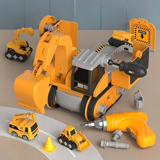 Kids' 4-in-1 construction vehicle building toy set, educational STEM excavator for ages 3-5