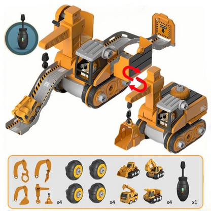 STEM learning construction vehicle toy set, perfect for young children aged 3-5 to build and play