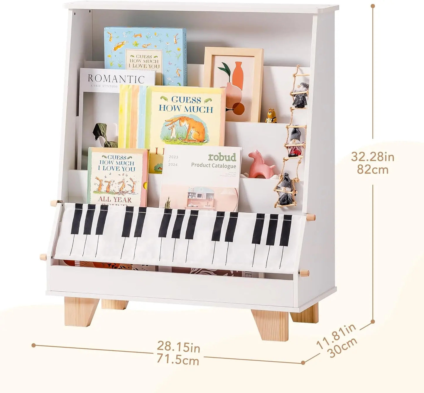 Playroom furniture: Double-sided wooden bookcase and toy organizer, keeping books and toys neat and accessible