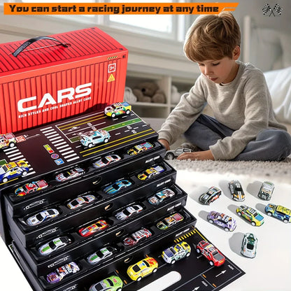 Super fast racing car track set for kids, 48 pieces including toy cars & customizable race track design