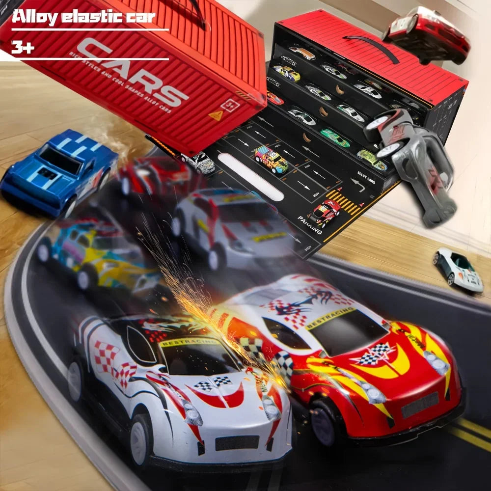 Dynamic kids' race track and car set, 48 pieces, allowing multiple track configurations for imaginative play