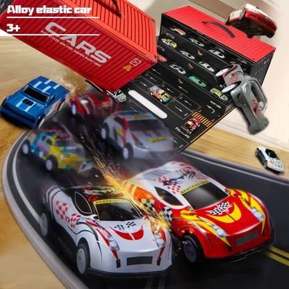 Dynamic kids' race track and car set, 48 pieces, allowing multiple track configurations for imaginative play