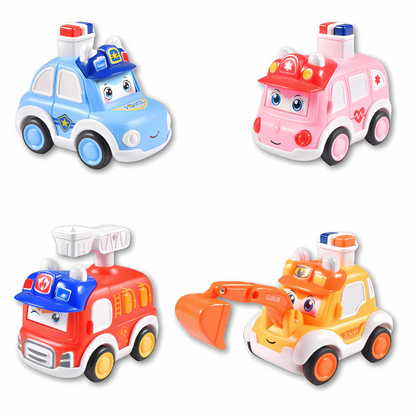 Toddler-friendly friction powered emergency vehicle toy set, ideal gift for imaginative kids' play.