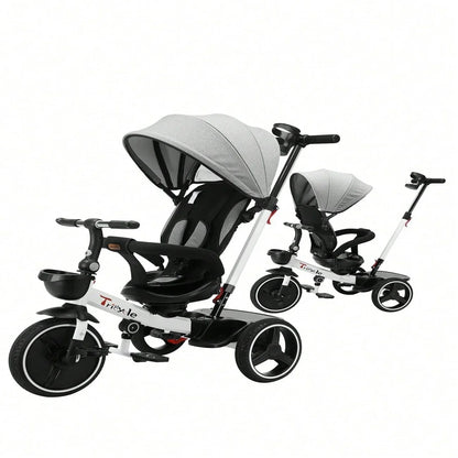 Side view of the black 6-in-1 Kids' Grow-with-Me Tricycle Stroller, highlighting its robust design