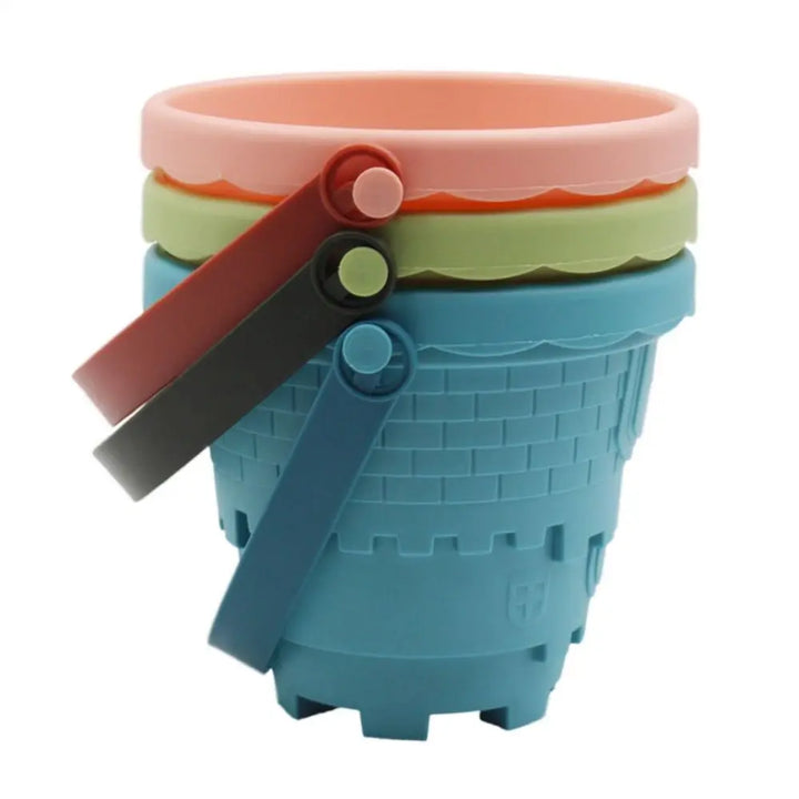 Kids' summer fun beach sand toy set showcasing all 6 pieces, ready for sandcastle building