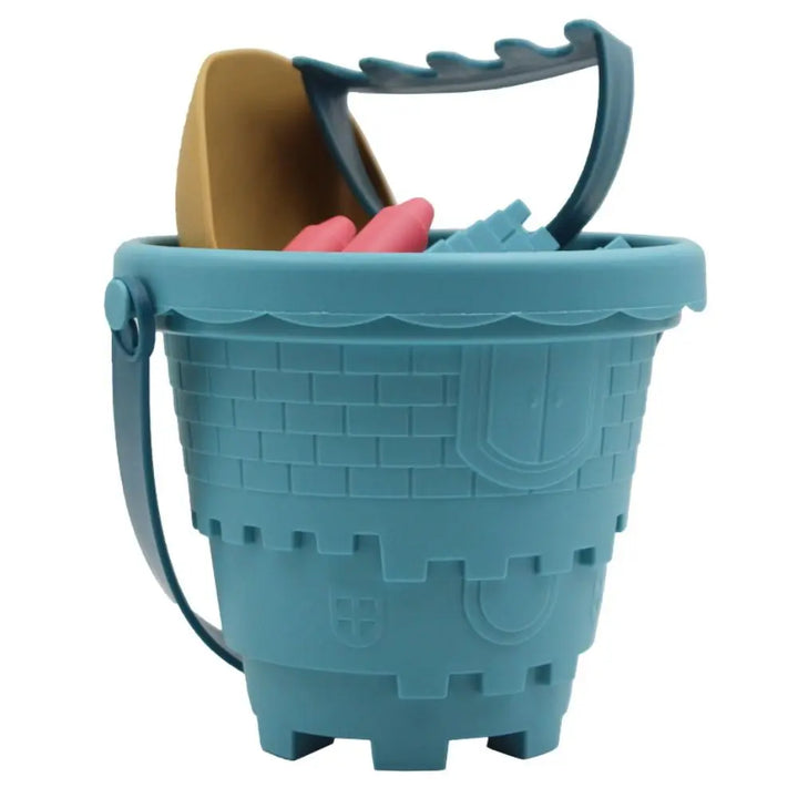 Playful kids' beach sand toy set, a 6-piece sandcastle kit with colorful, durable tools