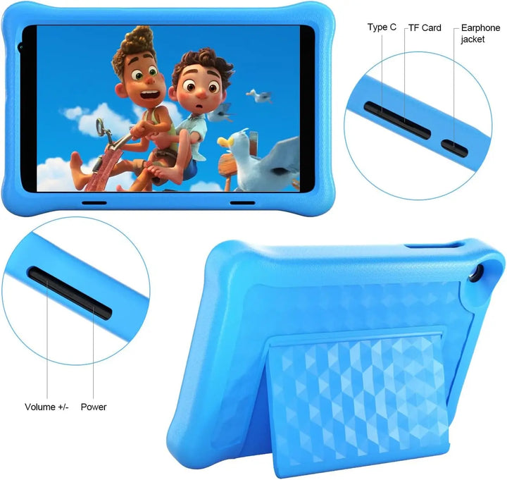 Children's gift: 8-inch educational tablet with a protective case & eye protection for endless learning fun.
