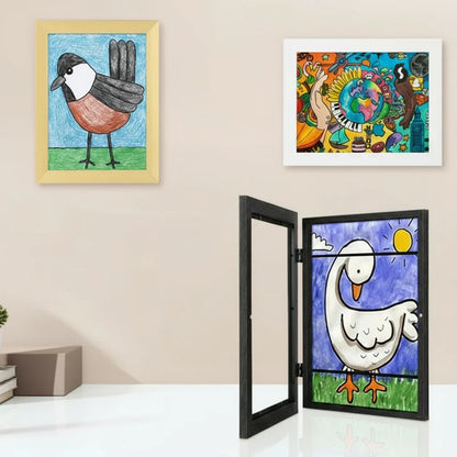 Kids' A4 art display frame, modern design, convenient front opening for showcasing new artwork easily