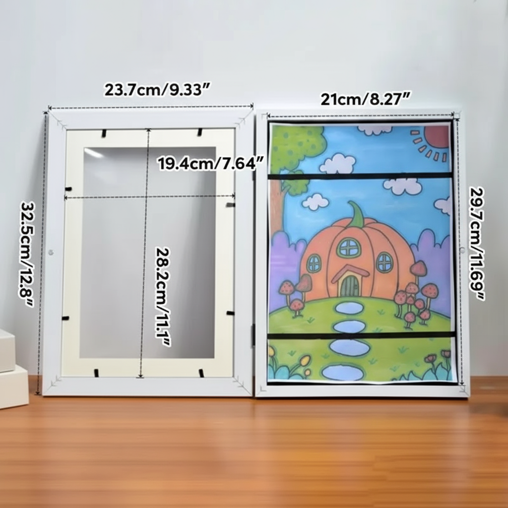 Stylish A4 art frame, home decor for displaying children's ever-changing creations with ease