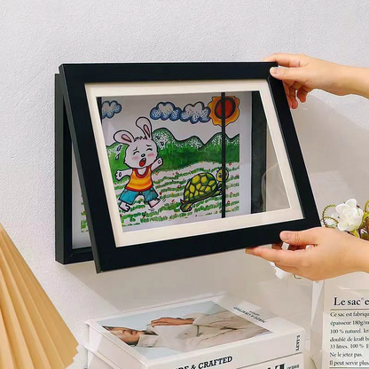 Wooden A4 picture frame, designed for kids' art with an easy-open front, making changes simple