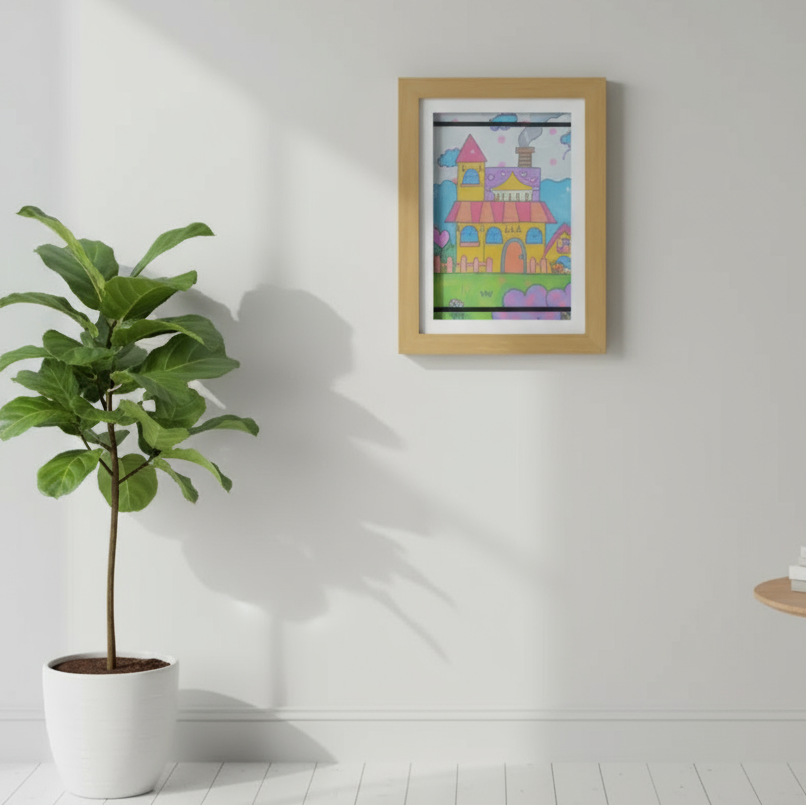 Wooden A4 art display frame, quick-change front for children's masterpieces, suitable for home gallery