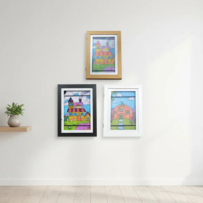 A4 kids' art frame with an innovative easy-open front, promoting independence in displaying creations