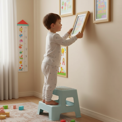 Front-loading A4 art display frame for children's drawings, sleek design, ideal for a rotating gallery