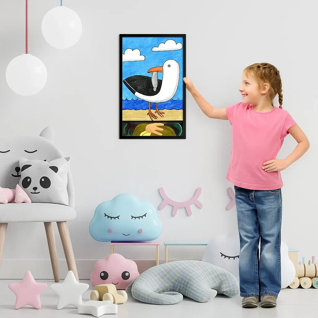 Montessori-inspired A4 picture frame, easy-access magnetic closure for kids to update their art often
