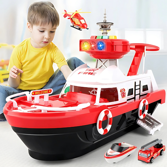 Kids' Action Adventure Rescue Playset with boat, helicopter, and ATV for imaginative play
