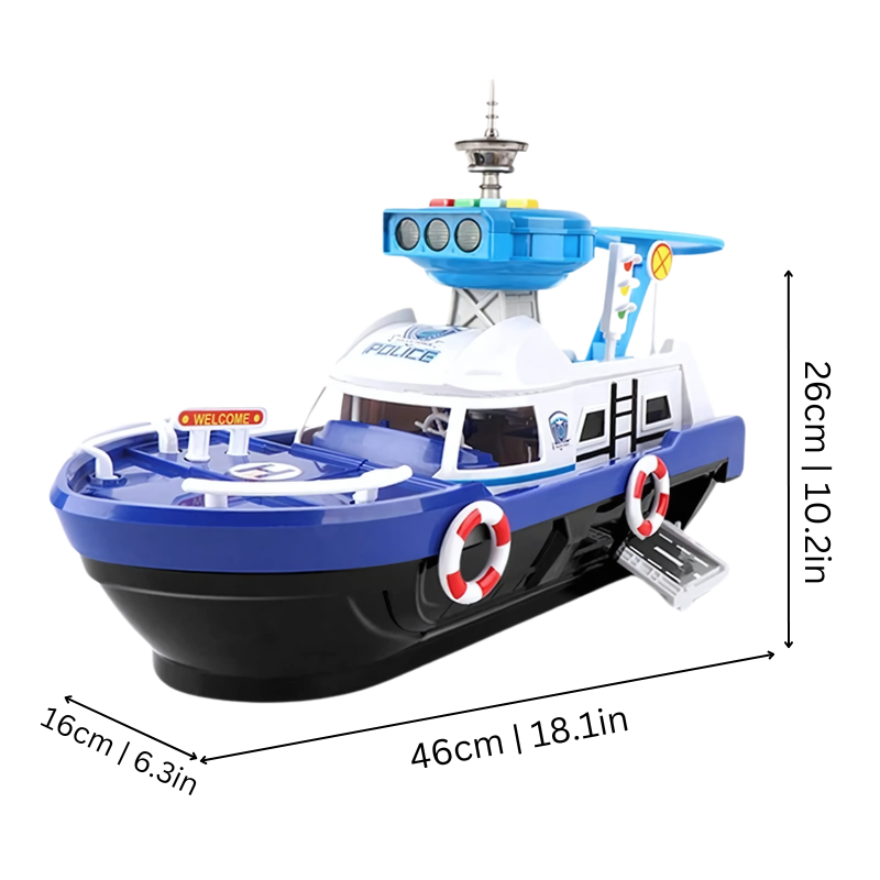 Creative Action Adventure Rescue Playset for kids, featuring toy boat, helicopter, rescue vehicle
