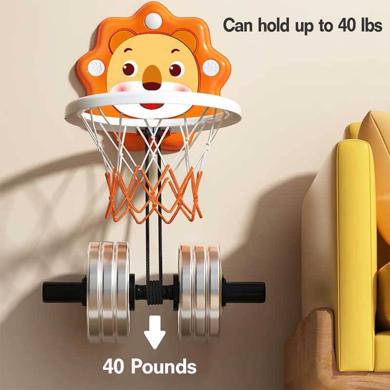 Kids' sports toy: adjustable basketball hoop with suction mounts for easy setup