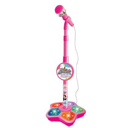 Portable children's microphone with adjustable stand and vibrant lights