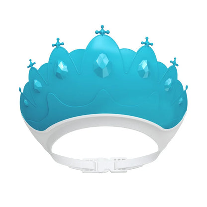 Bath time fun for kids with this adjustable purple shower cap, decorated with a joyful cartoon crown.