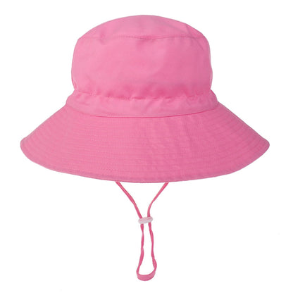 Toddler outdoor gear: UV protection sun hat, black with white dots, adjustable fit, breathable material
