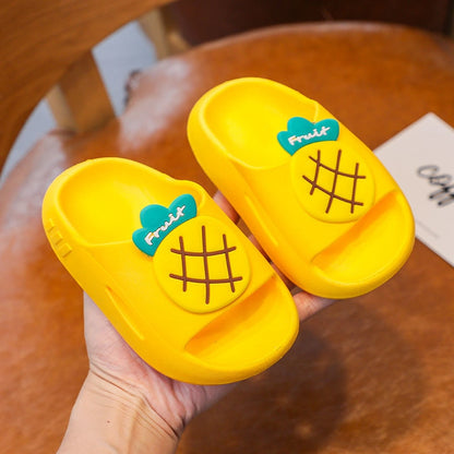Bright kids' fruit-themed non-slip sandals, comfortable and durable for active toddlers.
