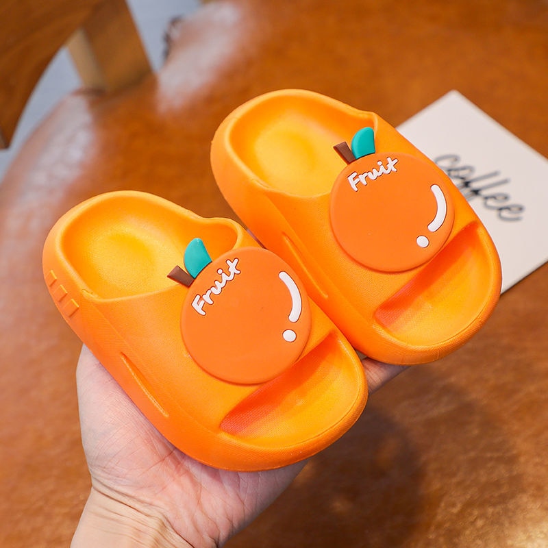 Summer non-slip sandals featuring fun fruit cartoon graphics for babies and young children.