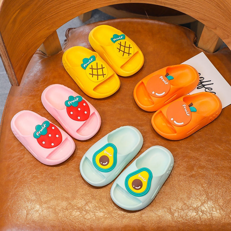 Playful kids' footwear: fruit cartoon non-slip sandals, perfect for little ones' adventures.