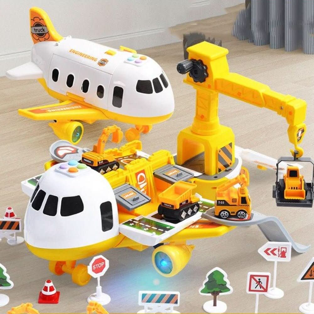 Toddler Adventure Plane & Vehicle Playset, durable plastic toys for educational & imaginative kids' fun. Gift idea.