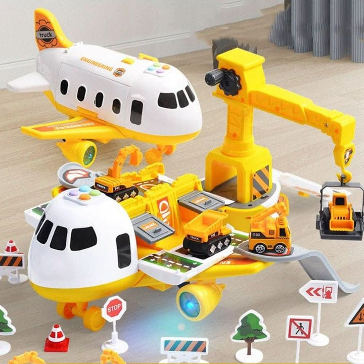Toddler Adventure Plane & Vehicle Playset, durable plastic toys for educational & imaginative kids' fun. Gift idea.