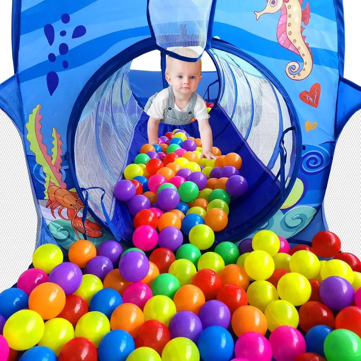 Kids play tent with mesh windows, providing ventilation for indoor and outdoor imaginative play.