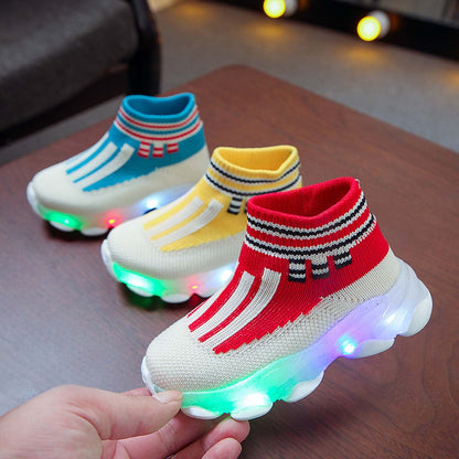 Kids' Air Mesh Glowing LED Sneakers, breathable, light-up boys girls shoes for active toddlers