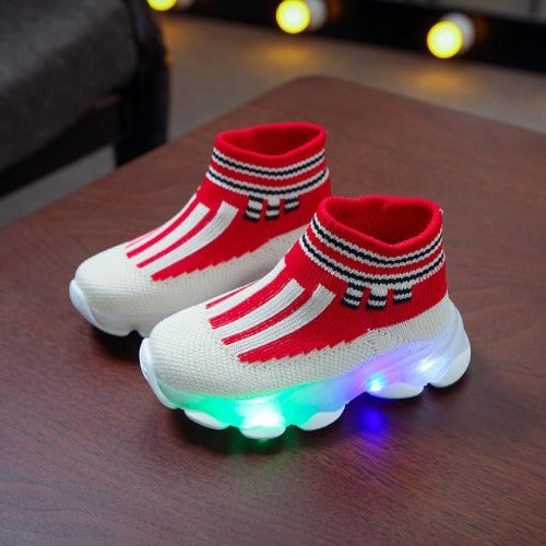 Childrens light up shoes: Air Mesh LED sneakers, comfortable glowing footwear for toddlers