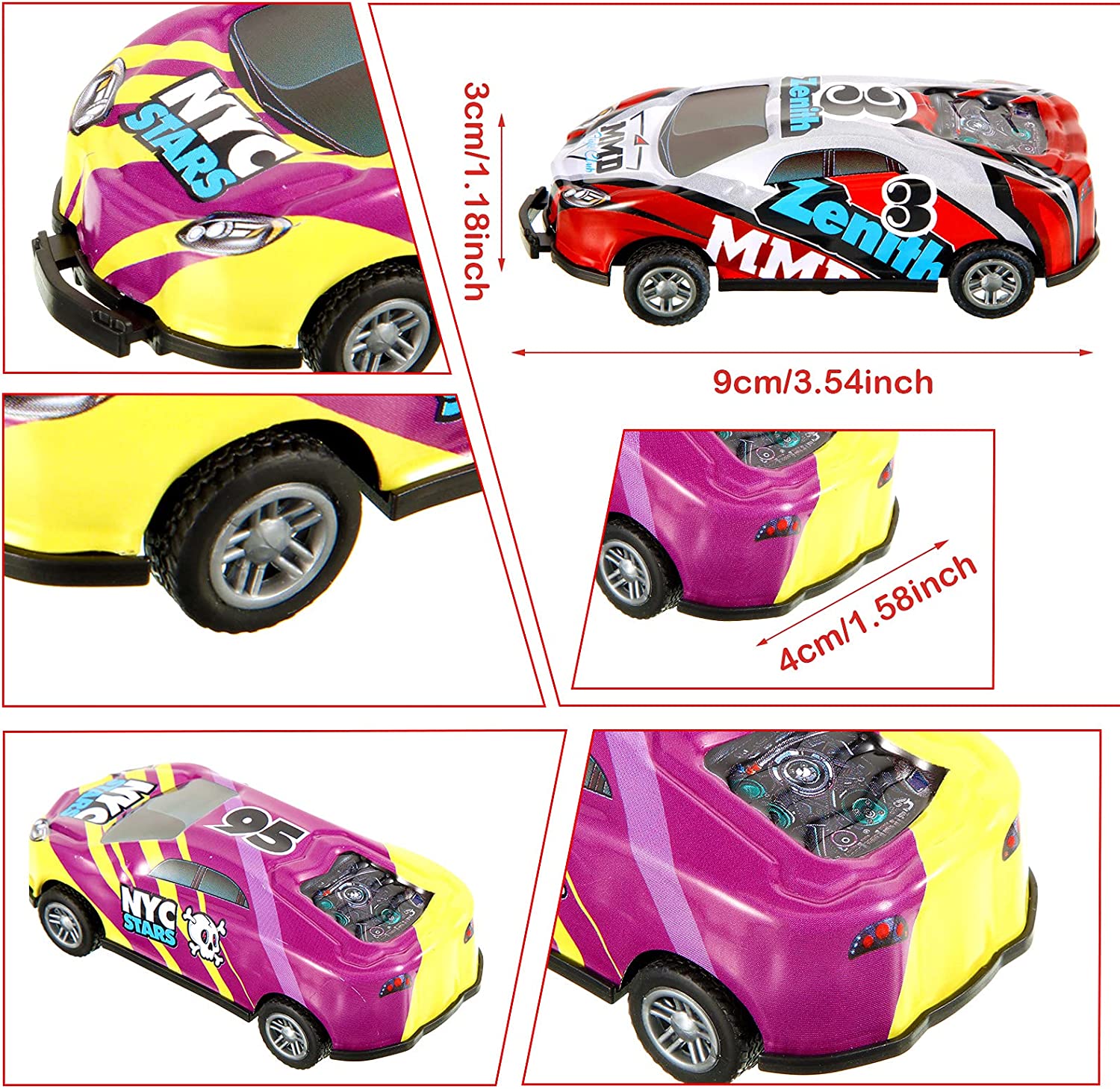 Set of Kids' Amazing Stunt Toy Cars, multi-colored and durable for fun play set