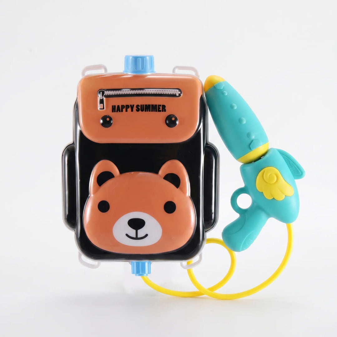 Green dinosaur wearable backpack water blaster for kids' outdoor summer games & children's water playtime.
