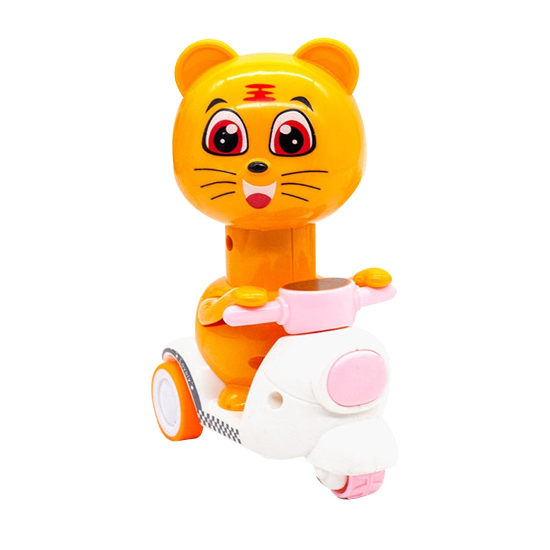 Educational toy: charming animal motorcycle with a dog rider, encouraging imaginative play