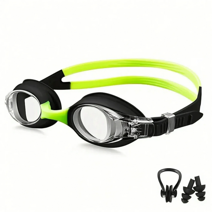 Adjustable, comfortable kids' anti-fog swim goggles provide clear underwater vision for children's pool time & swim lessons.