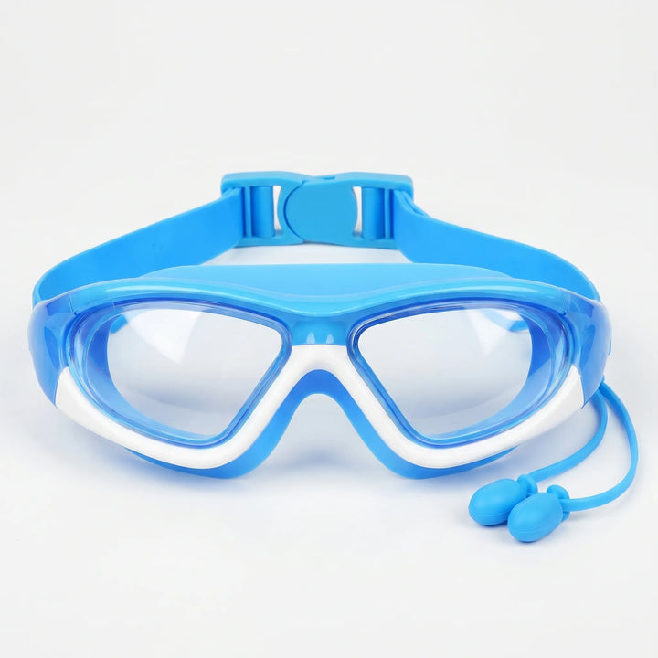 Side view of comfortable kids' swim goggles with adjustable strap, perfect for water sports & pool.
