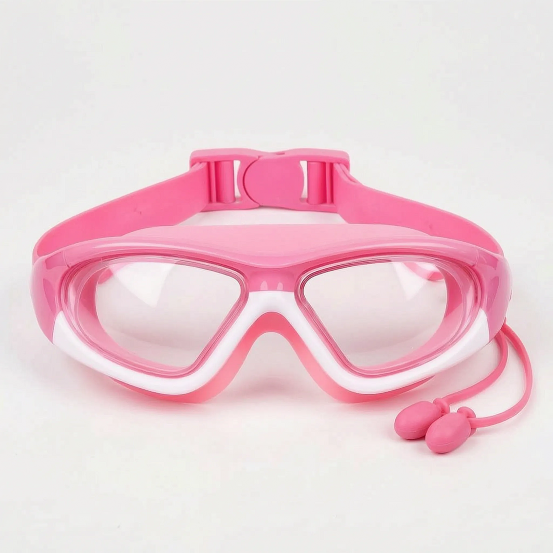 Underwater view through kids' anti-fog swim goggles, ensuring clear vision for junior swimmers.