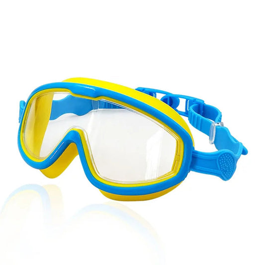 Kids' anti-fog UV protection swimming goggles with adjustable strap for pool or beach.