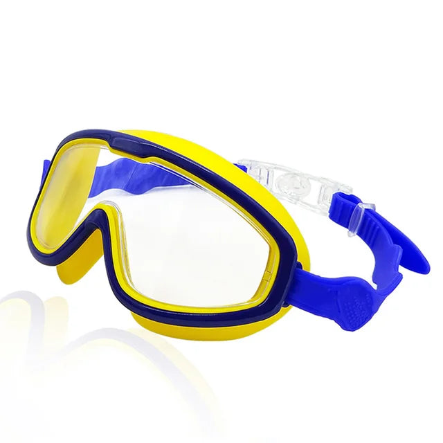 Pink waterproof kids' goggles, perfect for swimming with UV protection and clear vision.