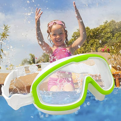Kids' swimming goggles in a vibrant orange color, featuring anti-fog and UV protective lenses.