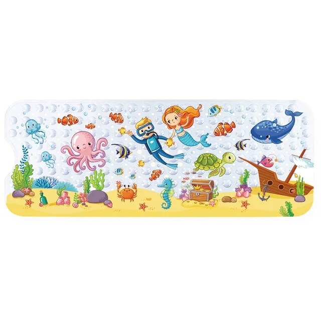 Kids' PVC bath mat, anti-slip stars and moon cartoon design, perfect for bath safety