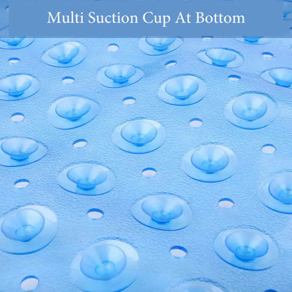 Close-up of anti-slip kids' bath mat, PVC texture, cartoon design for baby safety