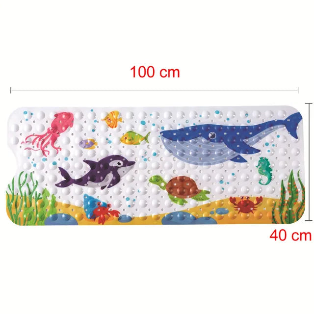 Durable anti-slip kids' bath mat, PVC material, whimsical cartoon patterns, reliable grip