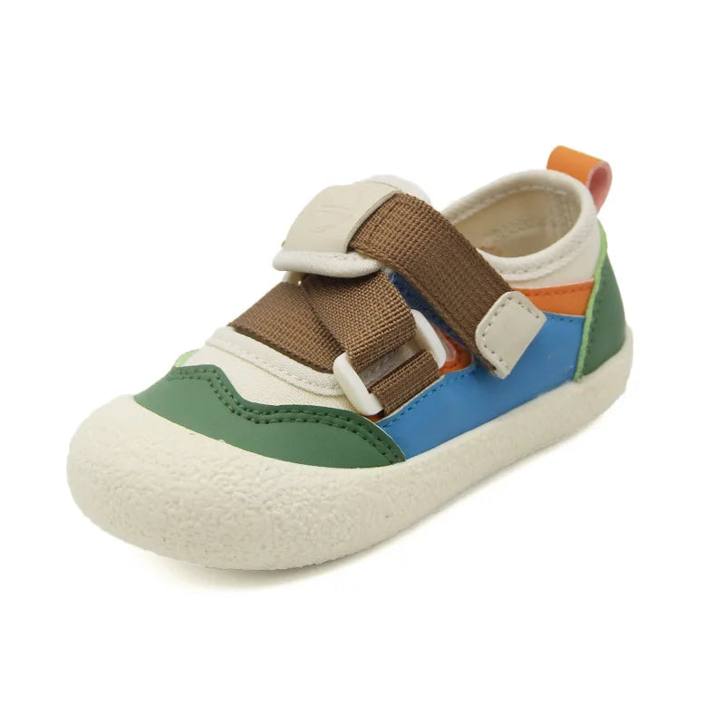 Childrens footwear: yellow anti-slip summer play sandals with adjustable strap