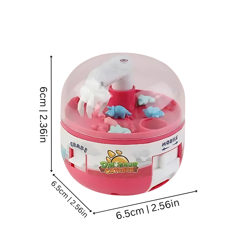 Bright green dinosaur claw machine game for kids, offering educational and developmental fun