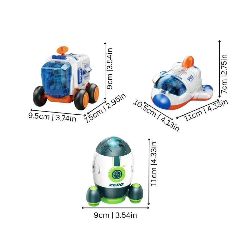 Educational astronaut playset for kids featuring a detailed spaceship and two intrepid space explorers