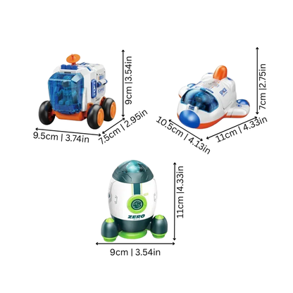 Educational astronaut playset for kids featuring a detailed spaceship and two intrepid space explorers