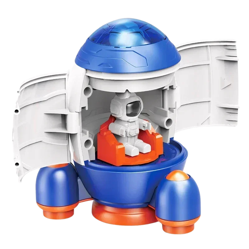 Children's astronaut playset with a large rocket toy, rover, and figures for cosmic exploration